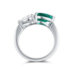 Lade Bild in die Galerieansicht, Toi Et Moi Pear Cut Lab Emerald &amp; Lab Diamond Engagement Ring - LGG Jewelry