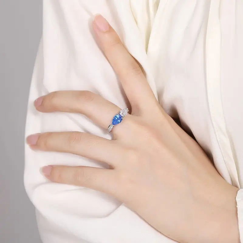 Toi Et Moi Pear Cut Spinel & Moissanite Engagement Ring - LGG Jewelry