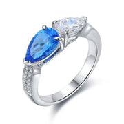Toi Et Moi Pear Cut Spinel & Moissanite Engagement Ring - LGG Jewelry
