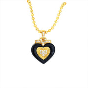 Triple Heart Black Agate Necklace - LGG Jewelry
