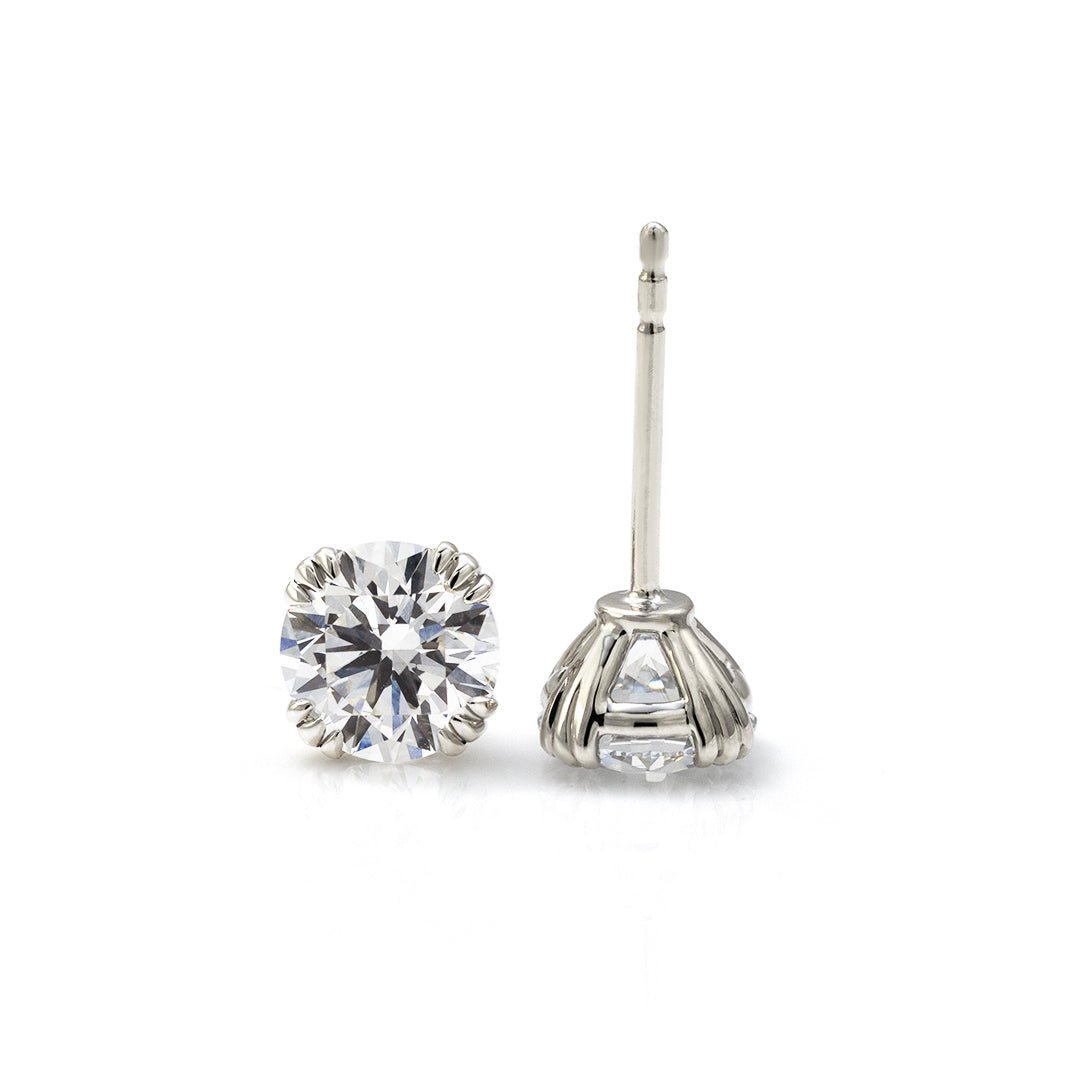 Triple-Prongs Classic Round Lab Diamond Ear Studs - LGG Jewelry