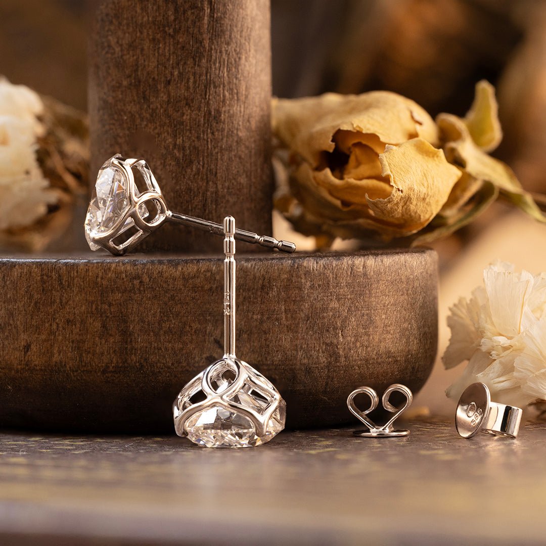 Tulip Diamond Stud Earrings - Round Cut Lab Created Diamonds - LGG Jewelry