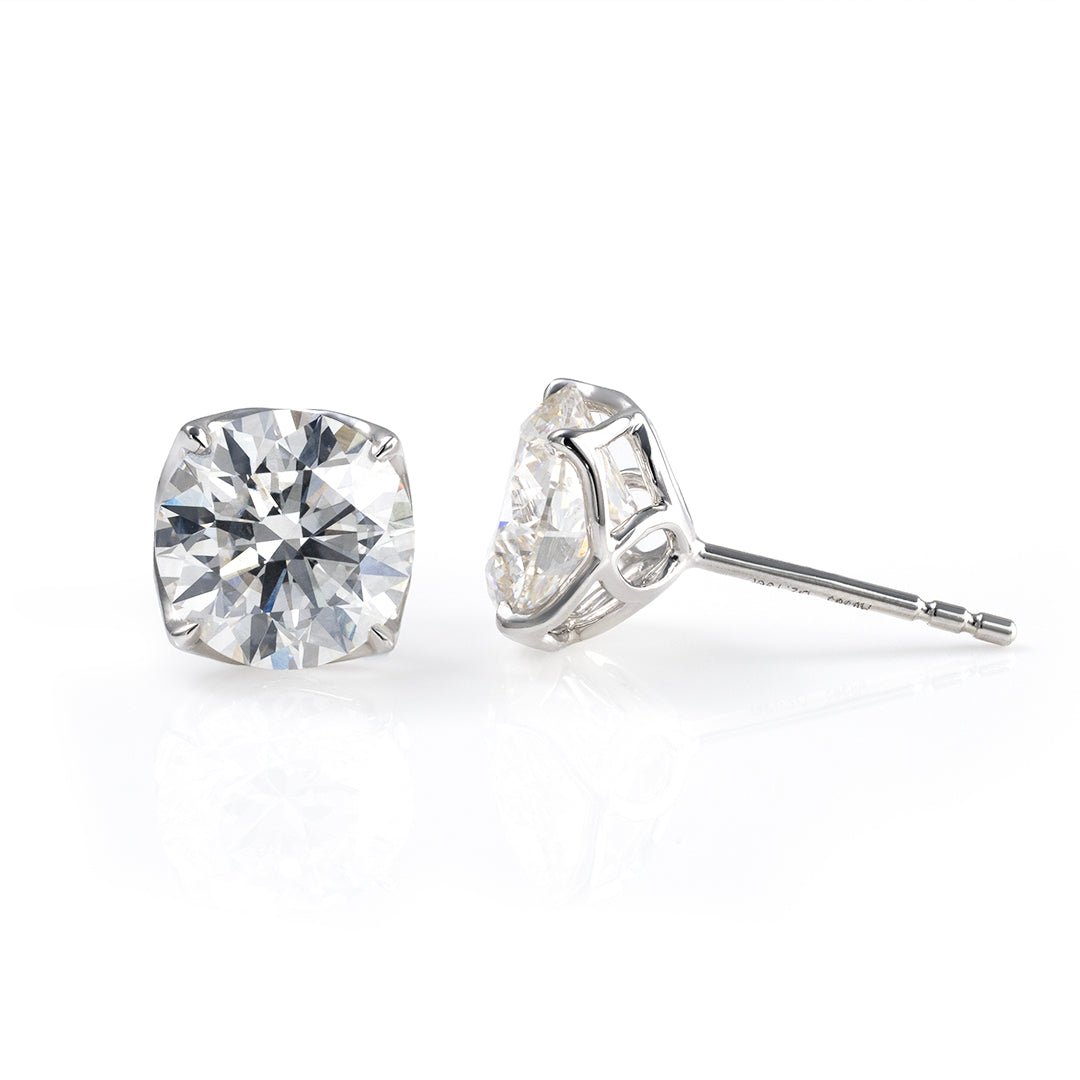 Tulip Diamond Stud Earrings - Round Cut Lab Created Diamonds - LGG Jewelry