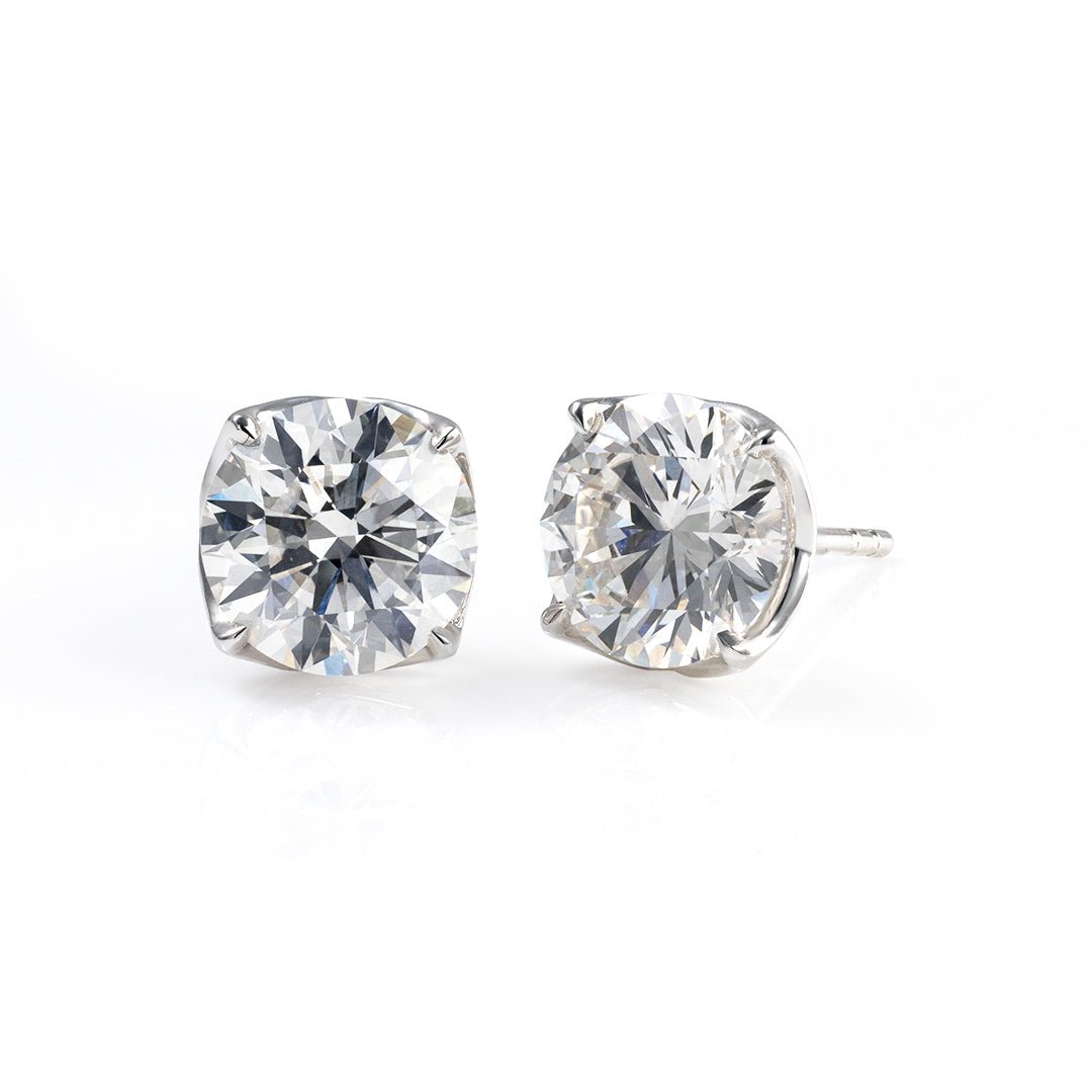 Tulip Diamond Stud Earrings - Round Cut Lab Created Diamonds - LGG Jewelry