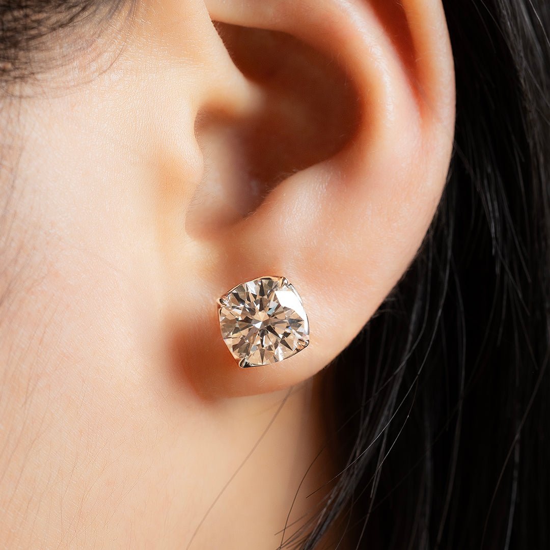 Tulip Diamond Stud Earrings - Round Cut Lab Created Diamonds - LGG Jewelry
