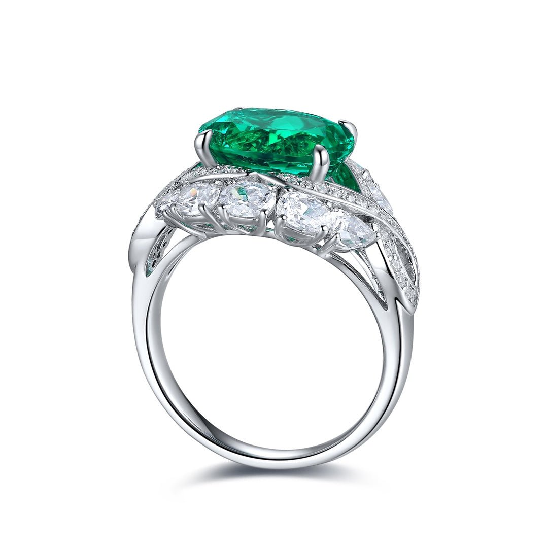 Twist Band 3.5 Ct Lab Emerald Engagement Ring - LGG Jewelry