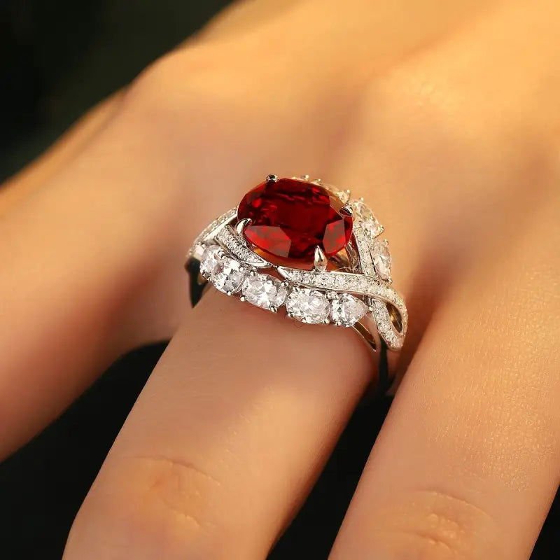 Twist Band 4.8 Ct Lab Ruby Engagement Ring - LGG Jewelry