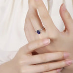 Lade Bild in die Galerieansicht, V-Shaped 1.65 Ct Pear Lab Blue Sapphire Half Pave Solitaire Engagement Ring - LGG Jewelry