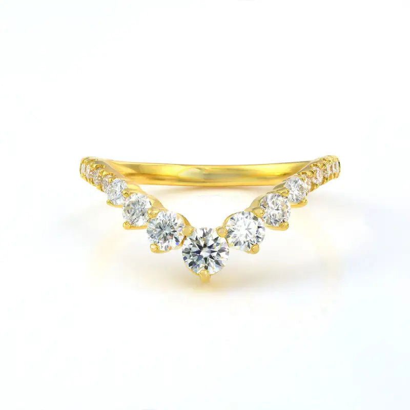 V-Shaped Graduating Round Cut Lab Diamond Contour Band - LGG Jewelry