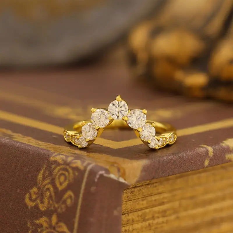 V-Shaped Round Cut Lab Diamond Contour Band - LGG Jewelry