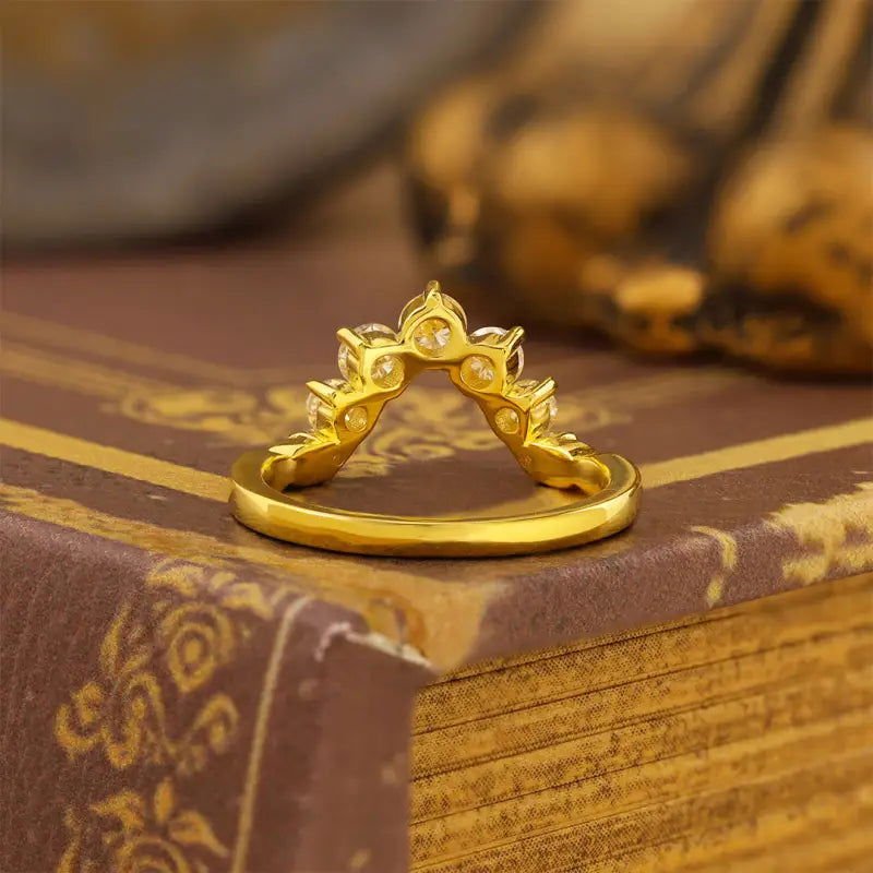 V-Shaped Round Cut Lab Diamond Contour Band - LGG Jewelry