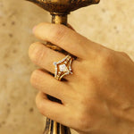 Lade Bild in die Galerieansicht, Vintage Kite Cut Moissanite Wedding Bridal Ring Set - 3pcs - LGG Jewelry