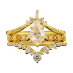 Lade Bild in die Galerieansicht, Vintage Kite Cut Moissanite Wedding Bridal Ring Set - 3pcs - LGG Jewelry