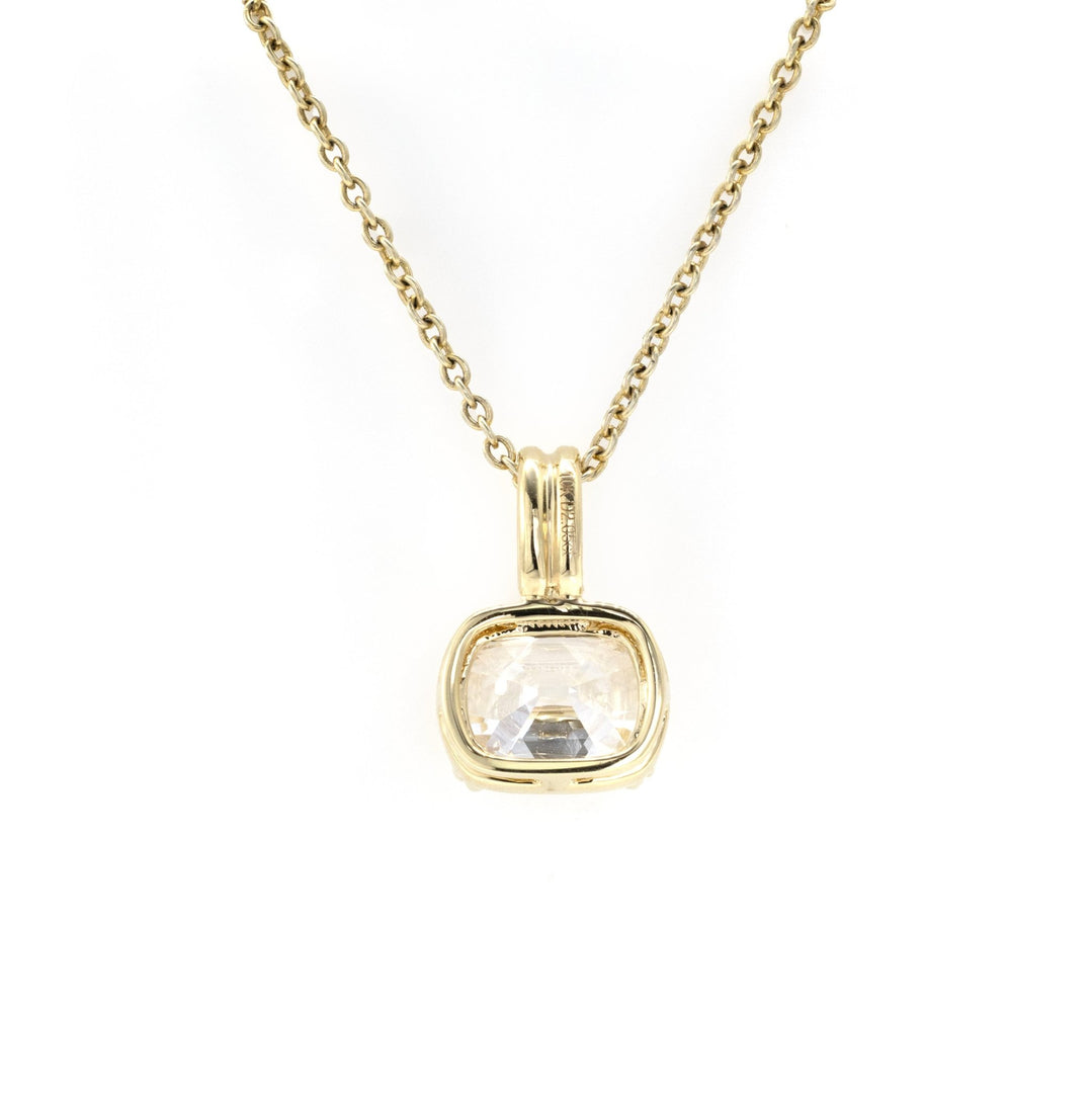 Vintage Old Mine Cut 2.05ct Cushion Pendant Necklace in 10K Yellow Gold - LGG Jewelry