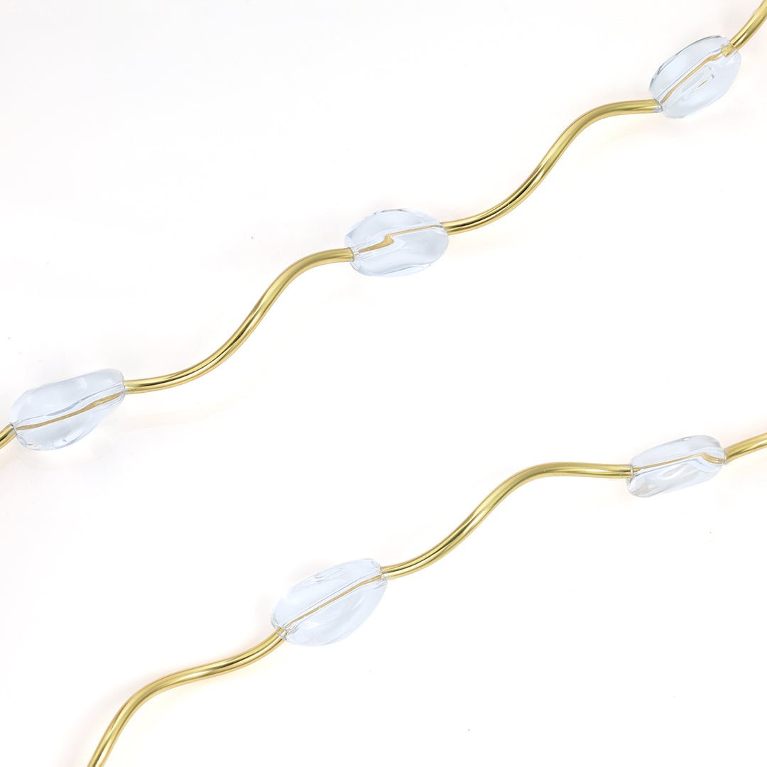 White Crystal Bead Wave Necklace - LGG Jewelry