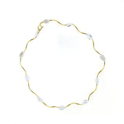 White Crystal Bead Wave Necklace - LGG Jewelry